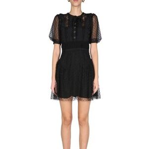 Self-Portrait Black Polka Dot Mini Dress